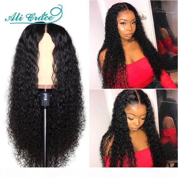 

ali grace hair malaysian curly lace front wig 13x6 360 lace frontal curly human hair wig pre-plucked hairline deep curly wig, Black
