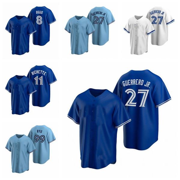 

baseball jerseys custom 27 vladimir #27 guerrero jr. 11 bo bichette 99 hyun-jin ryu 29# carter 37# hernandez blue white 2022 0119, Blue;black