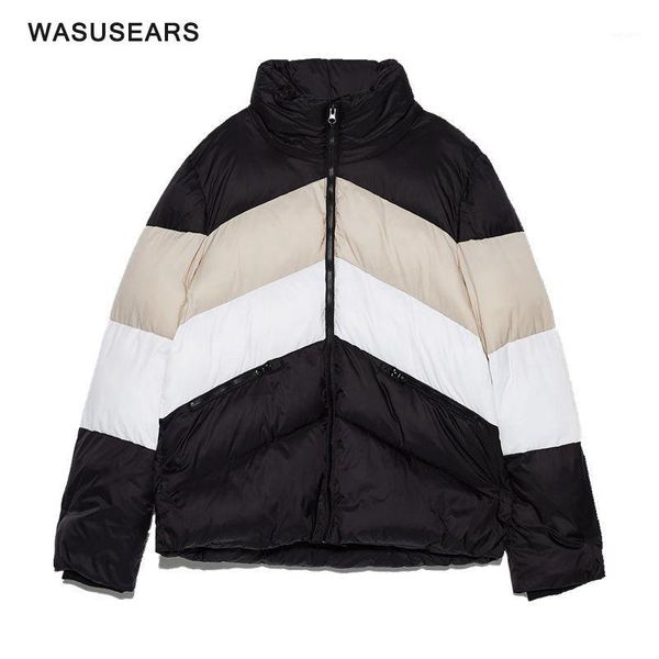 

winter puffer jackets woman parka mujer female korean winter jackets padded vintage warm jacket color block bubble jacket casual1, Black