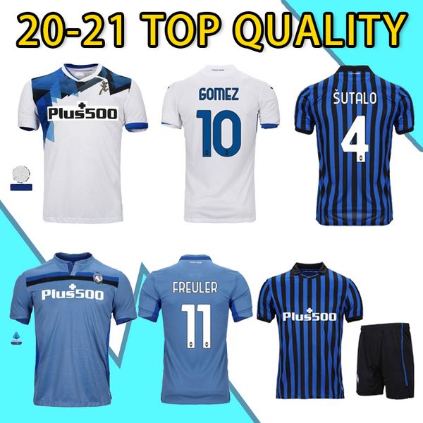 

2021 atalanta b.c. soccer jersey #10 gomez #72 ilicic 20 21 men soccer shirt home blue away white customized football uniforms, Black;yellow