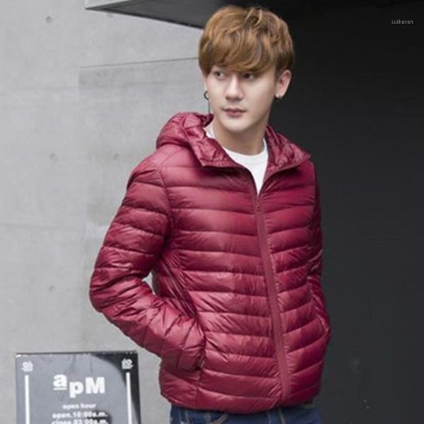 

ultralight white duck down jacket men autumn winter men's hooded puffer jacket man large size coats daunenjacke kj3241, Black