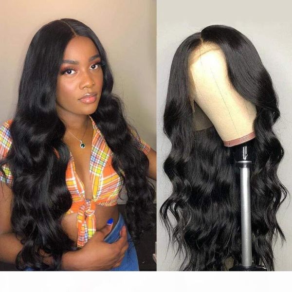 

brazilian body wave human hair with baby hair 4x4 lace closure wigs pre plucked180% density human wigs for women, Black;brown