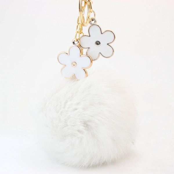 

chic 10cm big size fur ball keychains rings simple bag handbag pendant pom pom lovely keychains car dk276, Silver