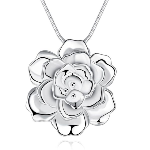

pendant necklaces bohemian women floating charm statement pendants friends flower chain necklace enamel white color jewelry collier femme, Silver