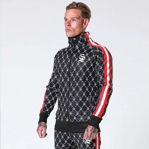 

fitness new men's slim fit leisure autumn pants cardigan sweater two piece suit, Gray