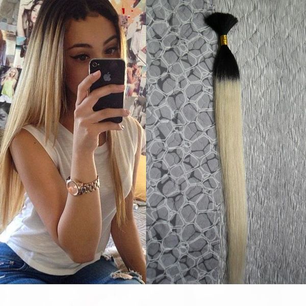 

8а класса не тресс крючок косичка людей 100g человеческих волосы объемные 1 шт t1b 613 ломбер человеческих волос бразильского плетения волос, Black