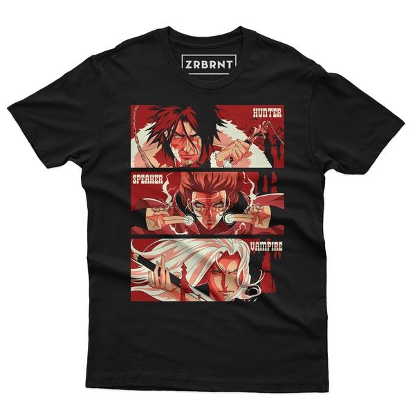 

japanese anime shirts cv003 trio of wallachia hunter speaker and vampire castlevania anime hero sweatshirt hoodie men t shirt