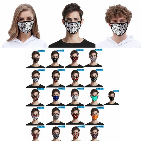 

skull printed mask floral mouth cover dustproof protective masks 3d digital printing mask earloop reusable for kids cyf4295