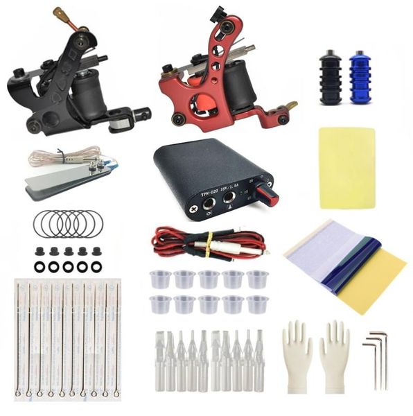 

tattoo guns kits kit coil machine power supply needles professional set for beginner starter supplies