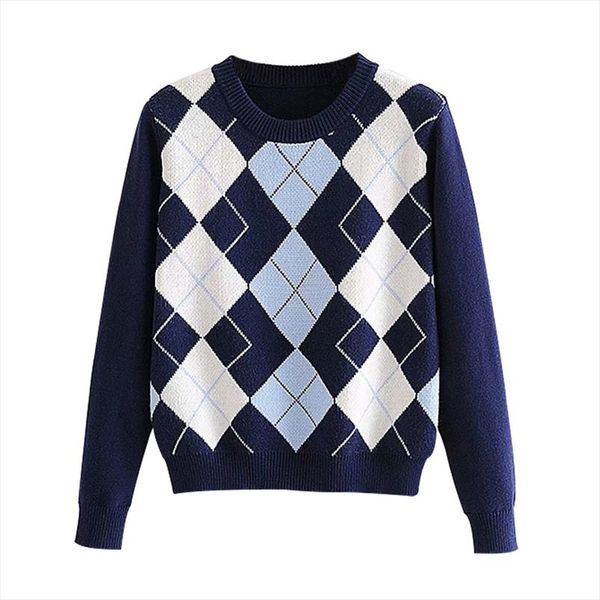 

fashion- women sweater pullover new fashion autumn diamond shaped lattice women pullover sweater cute british style sweater top, White;black