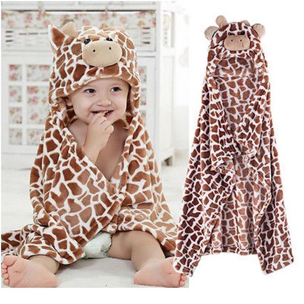 

100cm cute bear shaped baby hooded bathrobe soft infant newborn towel giraffe towel blanket baby bath towel cartoo wmtaeq