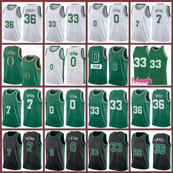 2021 Nova camisa de basquete Jayson 0 Tatum 33 B masculino Jaylen 7 marrom Marcus 36 inteligente jovem infantil verde