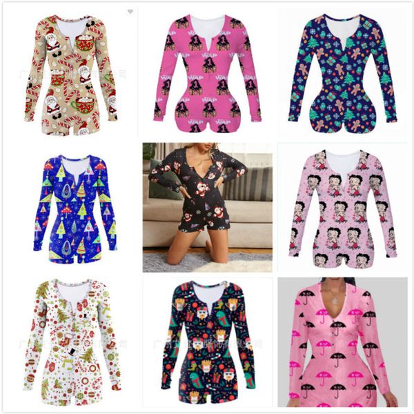 

женщины комбинезон тонких сексуальный хэллоуин мода главной wear рождество printed v-образный вырез дамы новые tight rompers 2020 j8878, Gray
