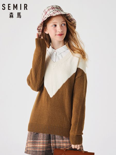

semir 2019 winter new women elegant simple high collar pullover knit bottoming shirt solid color casual sweater
