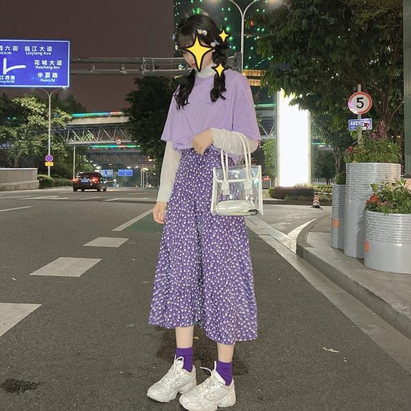 

purple summer skirts for women high waist jupe ete femme 2020 long women skirt drop shipping, Black