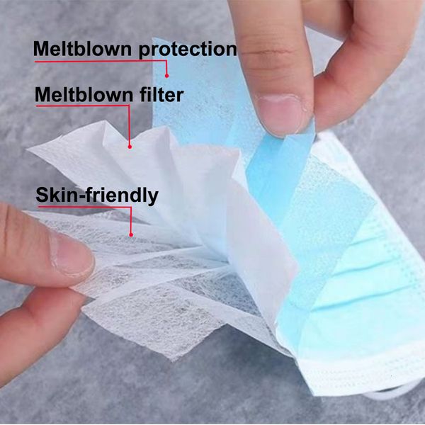 

factoryl6gcfilter 3 pcs blue mask layers fast delivery disposable dustproof saliva-proof earloop non woven mouth maskszh