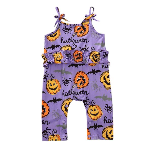 

0-24m newborn baby girls boys halloween romper sleeveless strap pumpkin jumpsuits ruffled festivals outfits 201028, Blue