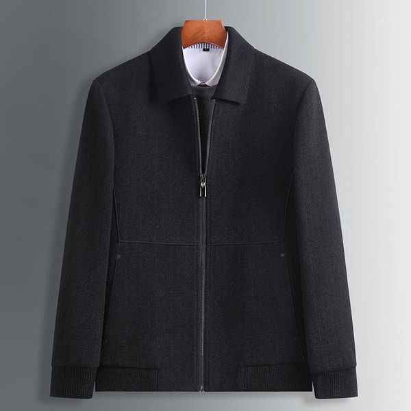 

plus size 8xl 7xl brand men's casual wool jacket winter thick warm luxury knitted wool fashion slim lapel coat1, Black