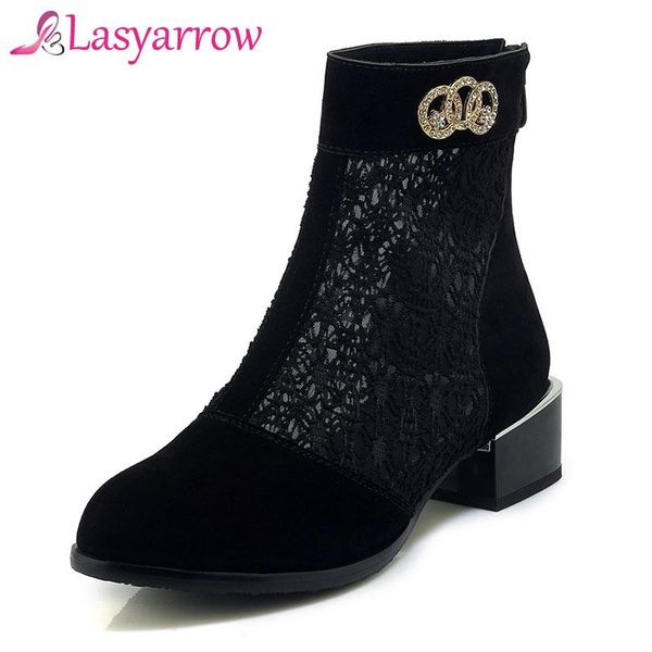 

boots lasyarrow middle heel spring 2021 autumn ankle for women round toe casual short female solid black pumps shoes woman