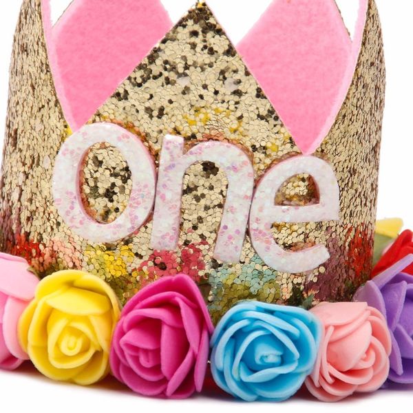 

fengrise baby girl первый день рождения hat первый второй третий день рождения cap розовый принцесса корона дети благоприятная детские аксес