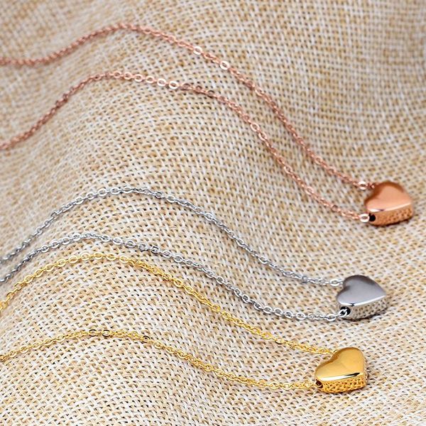 

chokers 10pcs/lot titanium steel heart necklace women silver color gold rose & pendant jewelry, Golden;silver