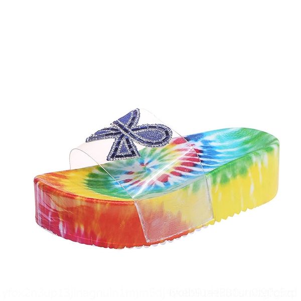 

dyat colorful crystal female fashion for slippers outside wear thick woman summer shoes fashion bottom large size 41 rainbow female slides, Black