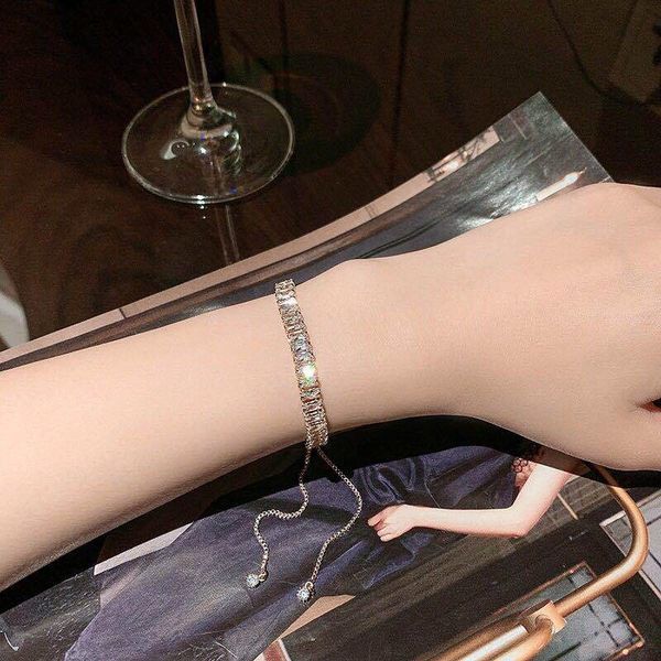 

vq606 plated gold pull-out bracelet women's ins small design net red string beaded braceletbracelet braceletlightdiamond adjustable jew, Golden;silver