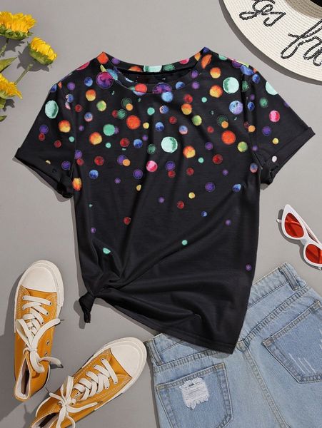 

plus polka dot tee d6mq#, Black