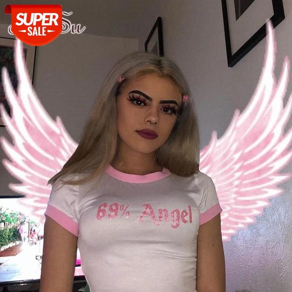 

artsu kawaii pink t-shirts for women 2020 harajuku cartoon bear printed crop summer casual friends female t-shirt #w09h, White