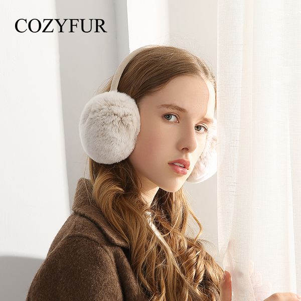 

rabbit cozyfur earmuff whole hair skin rex female winter warm fur pack plush ear cover adjustable