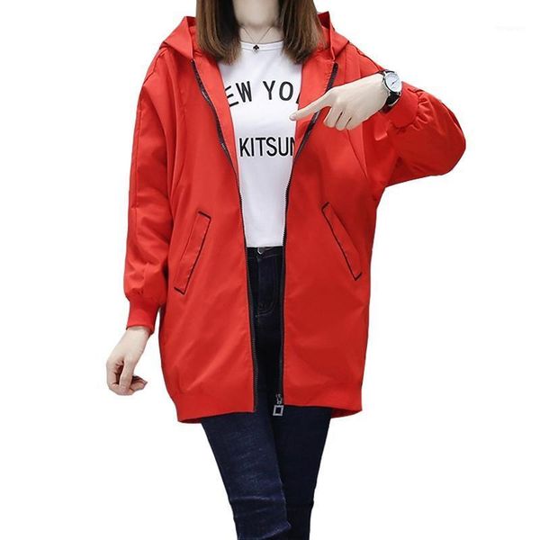 

women jacket black autumn casual coat mid long loose female windbreaker long sleeve hooded outerwear 200 pounds jacket r431, Black;brown
