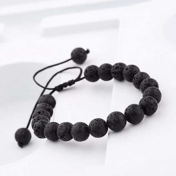 

amader new 8mm natural red&black lava stone weave braiding men bracelet handmade women macrame bracelet jewelry abk018