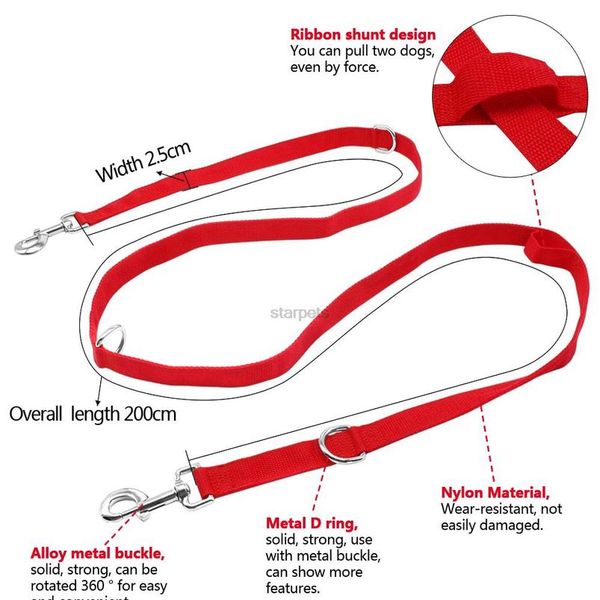 

6 way multi-functional nylon dog leash adjustable lead hands pet training leash black sqcoyu