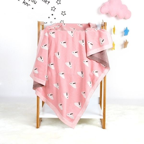 

baby blankets newborn rabbit knitted cotton spring swaddle girl boy stroller blanket cobertor infantil wrap monthly kids quilt y201009
