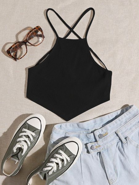 

crisscross tied backless cami r7sb#, White