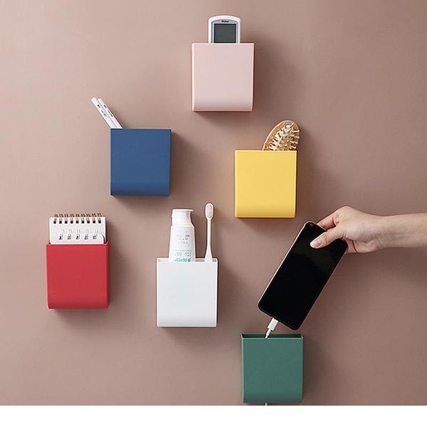 

wall-mounted paste remote control trash bag storage box desk mobile phone charging rack bathroom cosmetics f bbyxkj