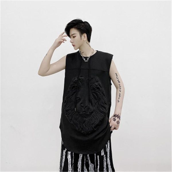 

men' tank punk mens sports vest loose male gym clothing bodybuilding men tankside zipper, White;black