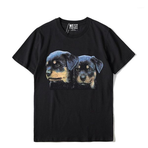

new high 2019 punk men fashion t shirts dual dog t-shirt hip hop skateboard street cotton t-shirts tee #j321, White;black