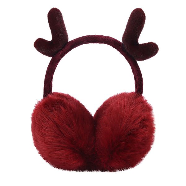 

warm 2021earmuffs winter fur headphones oorwarmers cute plush antlers adjustable ears warmers #4