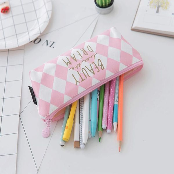 

cute canvas pencil case creative large capacity student stationery bag school supplies pencils box pouch stationery