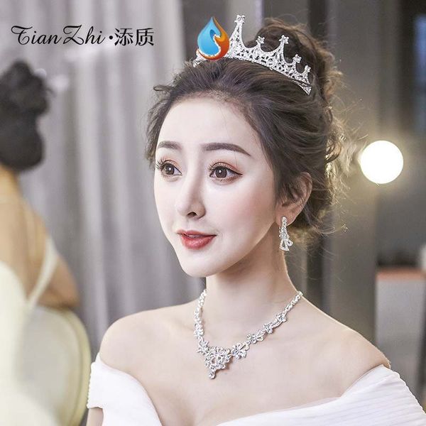 

bride korean stage crown exquisite decoration headdress white wedding dress, Silver