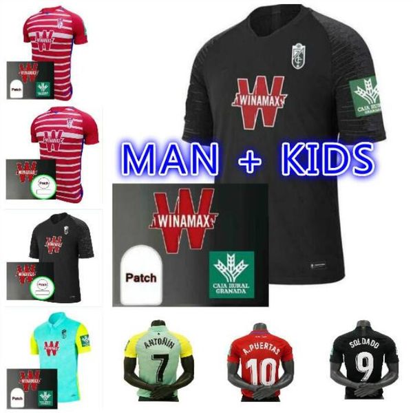 

man kids 20 21 granada soccer jerseys home away third soldado herrera 2020 2021 antonio puertas vadillo camiseta de fÃºtbol football shirts, Black;yellow