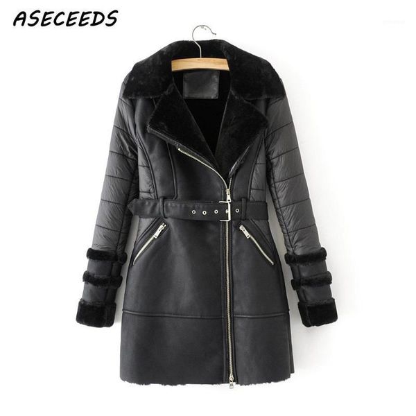 

winter vintage faux leather jacket women leather coat streetwaer sasher long coat korean windbreaker black biker jacket 20201