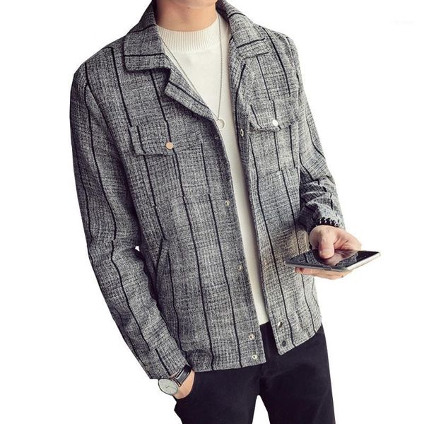 

spring autumn jackets men outerwear vintage coat long sleeve casual plaid male fashion wild short coats lattice1, Black;brown