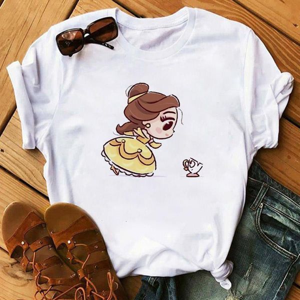 

summer princess tshirt cartoon graphic printed short sleeve & tees fashion casual t-shirts women's clothing female, White