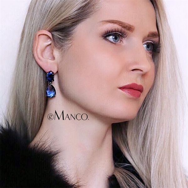 

emanco big crystal drop water dangle earrings for women 5 items colorful cosmetic fashion jewelry new accessories y200323, Golden
