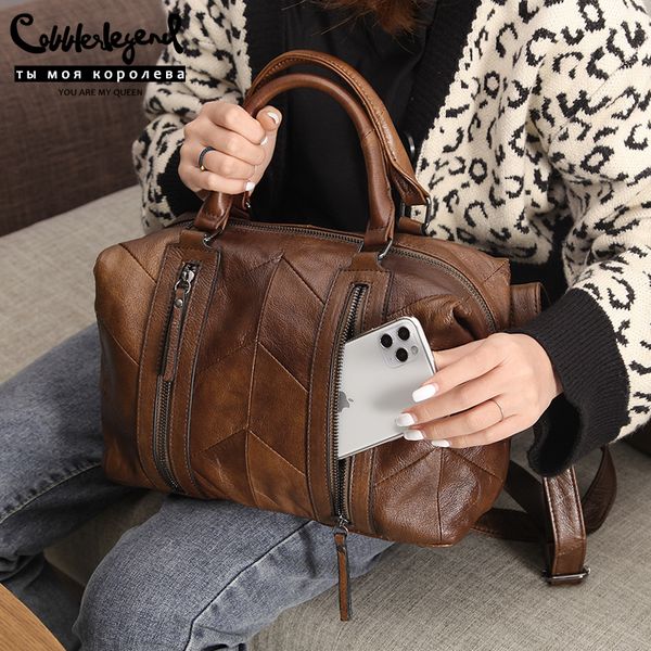 

cobbler legend double zippers genuine leather handbag women shoulder crossbody bags designer luxury ladies tote 2019 purse