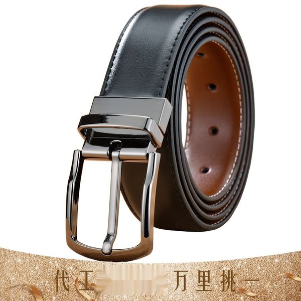 

rovrw men's leather leather 77zcg cowhide rotating pin pin belt korean men's belt business, Black;brown