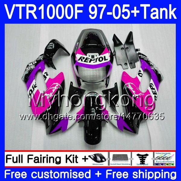 Тело + бак для Honda Superhawk VTR1000F 97 98 99 00 REPSOL Pink 01 05 56Hm.74 VTR1000 F VTR 1000 F 1000F 1997 1998 1999 2000 2001