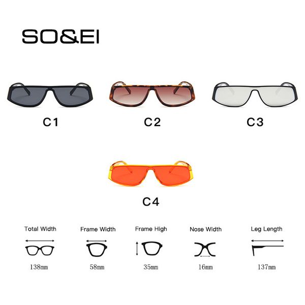 

retro one piece rectangle sunglasses so&ei women luxury tinted mirror lens eyewear men sun glasses shades uv400 oculos de sol